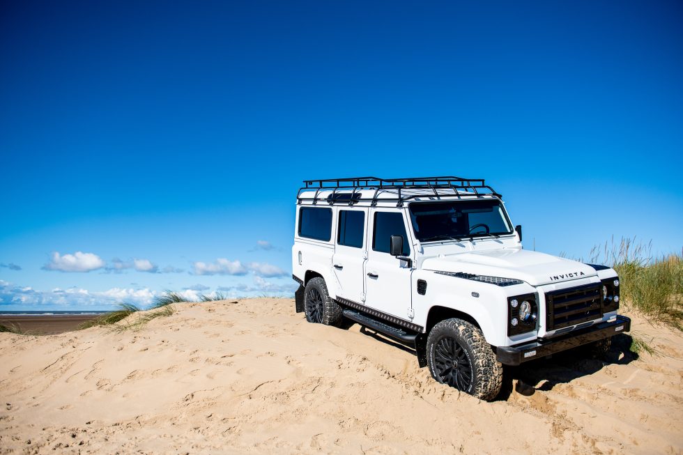 Invicta Landrover in White on Beach